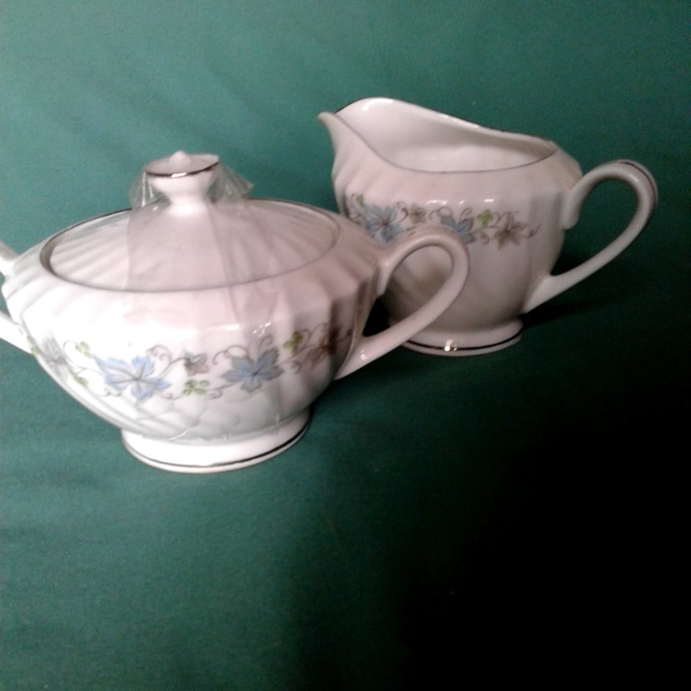 "Blue Autumn" Fine China Sugar and Creamer